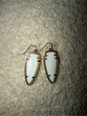 Kendra Scott Teardrop White Stone Dangle Earrings